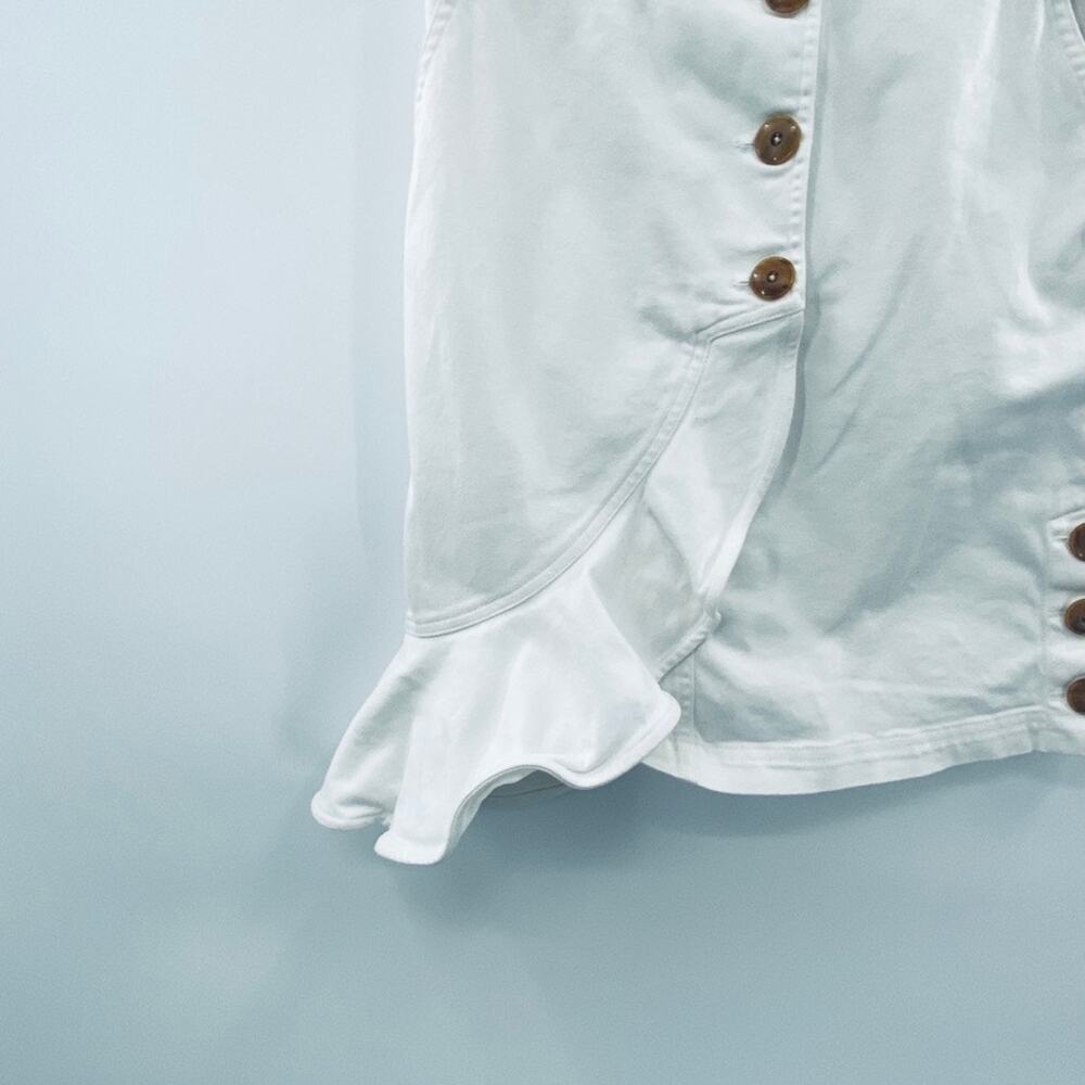 AMUR White Sleeveless Ruffle Front Button Mini Dress - Picture 10 of 14